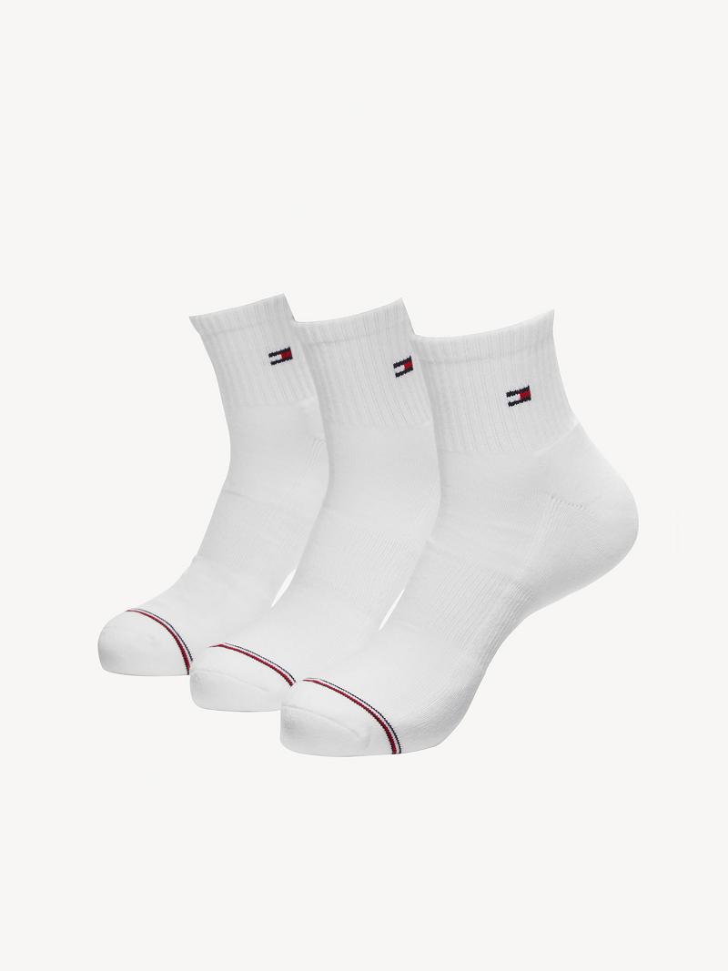 Férfi Tommy Hilfiger Quarter Tops 3PK Zokni Fehér | HU 1534MQZ